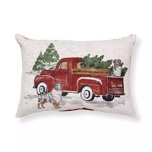 St. Nicholas Square White Truck Tapestry Throw Pillow